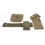 Lot: WWI Web gear- belt, cartridge case, bag