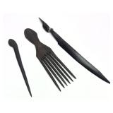 African Hair combs/ knife, hand carved from Congo