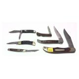 Lot, 6 assorted folding knives includes: Buck,
