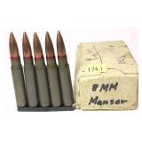 Box of 8mm Mauser in 5 Rd. Stripper Clips- 15 Rds.
