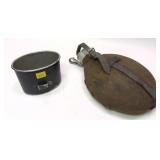 Lot, WWII German military water canteen and a