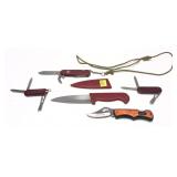 Lot, assorted pocket knives and Joyce Chen knife,