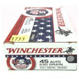 Box of .45 Auto- 230 Gr. Winchester FMJ Cartridges