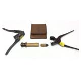 Lot: 2 vintage bullet molds and misc. accessories