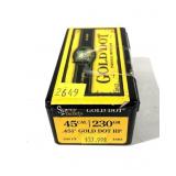 Box of Gold dot .45 Cal. 230-grain bullets