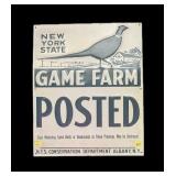 NYS Conservation Game Farm Posted Tin Sign, 1