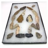 Collection of Native American stone arrow heads,