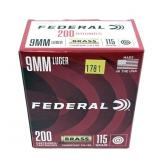 Box of 9mm Luger - 115 Gr. FMJ RN Federal