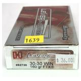 Box of .30-30 Win. - 160 Gr. FTX Hornady