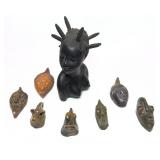 Lot: African carvings and beads- from the Congo -
