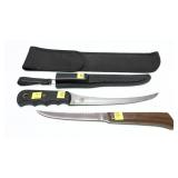 Lot: 2 Fillet Knives with sheaths