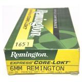 Box of 6mm Remington - 100 Gr. Pointed S.P.