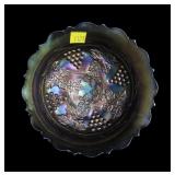 Fenton blue iridescent 6 3/4" diameter carnival