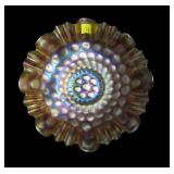 Marigold 8 3/4" diameter carnival glass bowl,