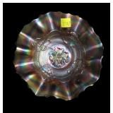 Marigold 7" diameter carnival glass ruffled edge