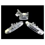 Lot, 3 Glass Candy Holders-2 ships & 1 Scotty Dog