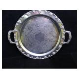 Silverplate Tray w/handles 14" diameter, grape &