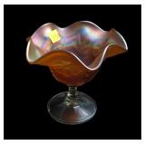 Marigold 5 1/2" high, carnival glass Compote,
