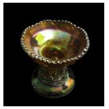 Marigold 5" high carnival glass pedestal