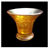 Marigold 4 1/2" high, 5 1/2" carnival glass