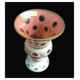 Bohemia/Czech white over pink 8 1/2" high Art