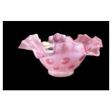 White over pink overlay 7" diameter ruffled edge