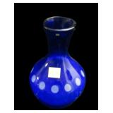Cobalt Blue cut to clear 7" Art Glass Vase, Coin