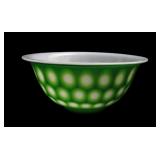 Green over white overlay 6 3/4" Art Glass Bowl,