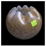 Pink cased glass w/ gold flecks 5" crimped rim