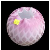 Pink satin cased 6" high pinched rim Art Glass