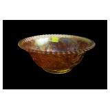 Marigold 7 1/2" diameter carnival glass bowl,