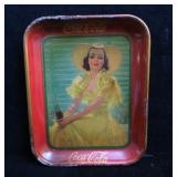 Coca Cola Tray 1938 Girl in afternoon w/ bottle,