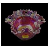 Red Fenton Carnival Glass Bowl w/2 row open