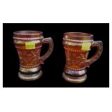 Lot, 2 St. Clair Red Holly Berry Carnival Glass
