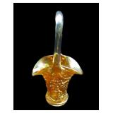 Marigold 8" high carnival glass Wedding Basket,