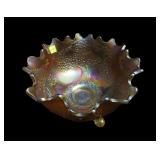 Fenton 10" diameter 3 footed carnival glass