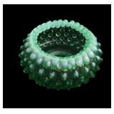 Green opalescent 5" diameter Art Glass Hobnail