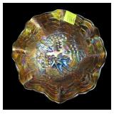 Marigold 5 3/4" diameter carnival glass bowl,
