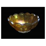 Northwood Marigold 8 1/2" diameter bowl, Bird &