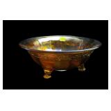 Marigold 3 footed 8 3/4" diameter carnival glass