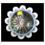 Blue opalescent 5 1/4" diamond 3 footed Art