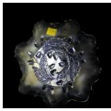 Fenton blue iridescent 7 1/2" diameter carnival