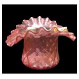Cranberry 3" crimped edge Art Glass Top Hat