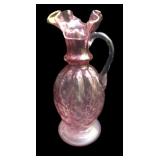 Cranberry 9" Art Glass Vase w/ handle