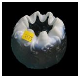 Ice Blue 4 1/2" high Art Glass Rose Bowl, Pansy