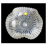 Opalescent crimped edge 9 1/2" Art Glass
