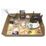 Lot: rod holder and misc. fishing items