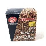 Box of .22 LR Federal hollow point cartridges,