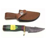 Custom Damascus blade knife with embossed