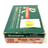 Vintage box of .280 REM 165-grain SP Remington